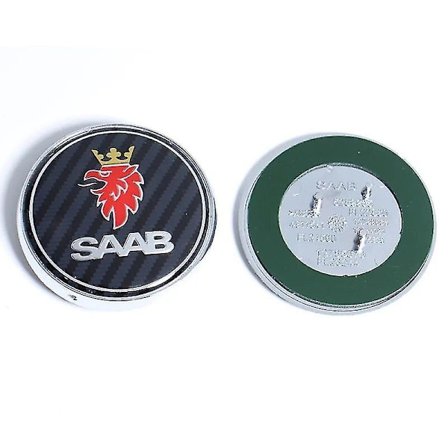 68 mm 2 3-benet Saab bil frontklap emblem bagklap kofanger badge kompatibel med Saab 9 3 9 5 9-3 9-5 Saab emblem mærkat tilbehør Yal