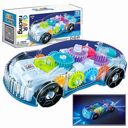 Elektrisk leksaksbil Transparent Gear Concept Car Light Music Universal Car Model