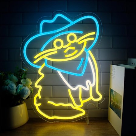 LED Neon Skilt Hund Katt Skateboard Design – 20W Dekorativ Vegglampe**Cowboy Katt 42*31cm