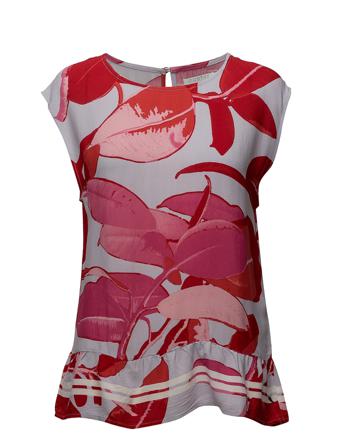 Moss Crepe Top W. Branch Print & St Blouses Short-sleeved Rød Coster Copenhagen