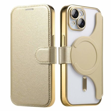 Etui til iPhone 13 Pro luksuriøs guldelektropletteret magnetisk linsefilm aftageligt kortindlæg