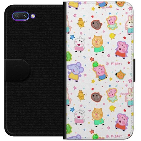 Kompatibelt Lommeboketui til Honor 10 Fargerike tegneserie dyrekarakterer i en leken stil med stjerner og prikker på en lys bakgrunn