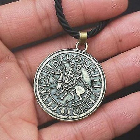 Menn Amulettsmykker Viking Dobbel Krigshest Gresk Latin Tempelridder Utsøkt Minnesmerke Sigill Henge Halskjede Gratis Skip Bomulls Tau Bronse