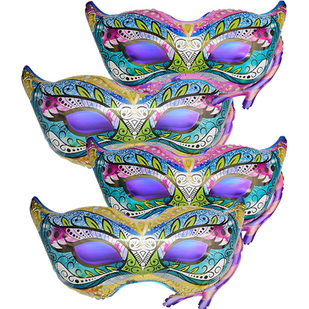 4-pack Mardi Gras Ballonger Karneval Stora Aluminiumfolie Mask Ballonger