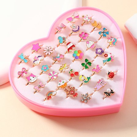 Moteringsring Mote Tegneserie Jenter Smykker Krystall Edelsten Prinsesse Smykker Justerbar Ring H