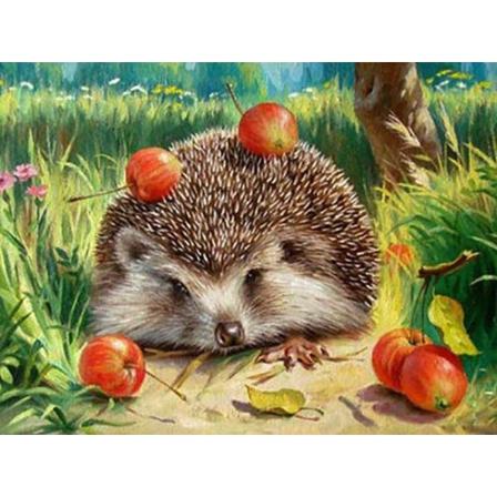 30 x 40 cm, pindsvin diamantmaleri diamantbroderi maleri
