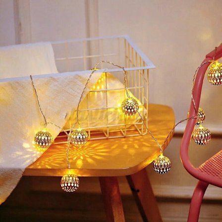 Marokkanske eventyrlys, 5M 20 LED solcelle eventyrlys, justerbar 8 tilstande, vandtætte eventyrlys (varm hvid)