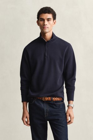GANT Herren Sacker Rib Sweatshirt mit Reißverschlusskragen (M) Marineblau