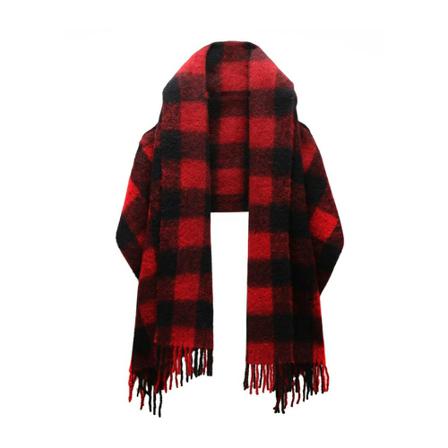 Woolrich, Red Woolrich Buffalo Check RED Black Cape Rood, Dames, Maat:ONE Size,alpaca