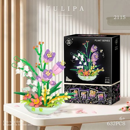 Narcissus Blomst Byggeklodser Potteplante Bonsai Klodser Legetøj Hjemmeindretning DIY Blomsterklodser Puslespil Legetøj Til Børn Piger Gave