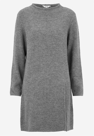 Cellbes of Sweden - Strikket tunika med slids i grå / meleret til damer i størrelse 54/56