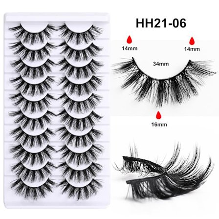 HH21-06 3D Faux Mink fransar, 10 par