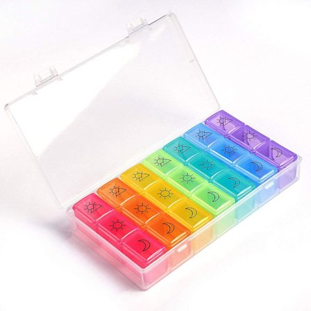 Ugentlig pilleæske 7 dage 21 rum 3 gange flerfarvet ugentlig pilleæske medicinæske