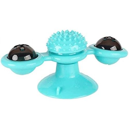 Katte Vindmølle Legetøj, Katte Vindmølle Spin Legetøj Pladespiller Interaktiv Kat Spindende Vindmølle Legetøj med LED Bold og Catnip Bold Sugning 