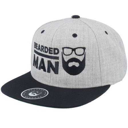 Bearded Man - Grå snapback Keps - BMLogo Grey/Black Snapback @ Hatstore