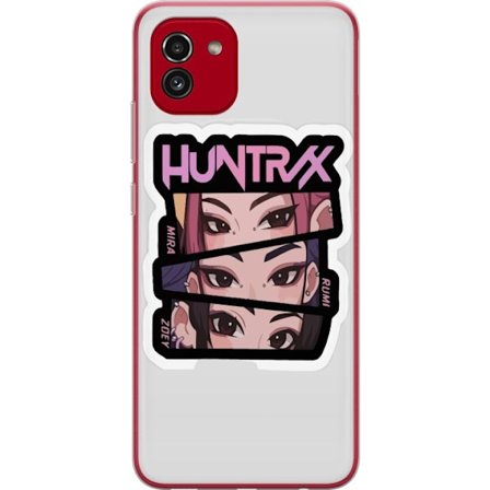 Yhteensopiva Puhelinkuori Samsung Galaxy A03 K-pop-inspiroitunut futuristinen tyttöryhmä neonvaloissa ja kosminen sci-fi-kohtaus