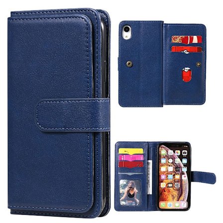 iPhone Xr etui med pung & 10 kortpladser – Blå