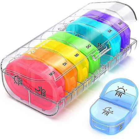 Day Pill Organizer Morning Evening 7 Day Pill Organizer 2 Compartments Convenient And Moisture Resistant Medicine Box For Purse Or Pocket For