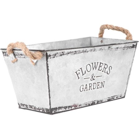 Vintage Retro Metallhink Blomma Kruka Bonsai Växt Hink Dekorativ Hink med Handtag Storlek L