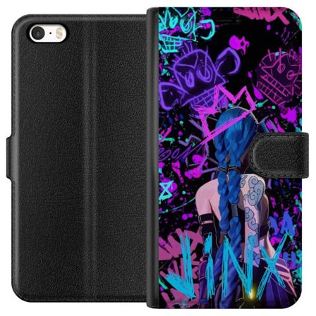 Kompatibel Tegnebogsetui til Apple Apple iPhone SE (2016) Farverig graffiti illustration med en karakter med blåt hår i en urban street art stil