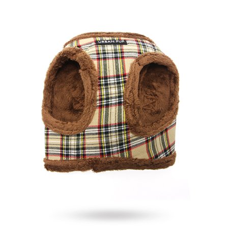 Urban Pup - Luxury Fur Lined Brown Tartan - Hundesele - Klassiske hundeseler, step-in, jacket seler, trekkseler, vinterseler & Y-seler på Doggie.no