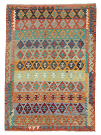 Kilim Afghan Old Style Rug Oriental Brown/Green (Wool, Afghanistan)