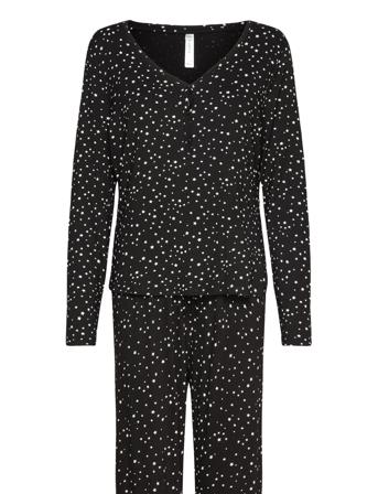 Pyjama Jersey Stars Aop Pyjamas Svart Lindex*Betinget Tilbud