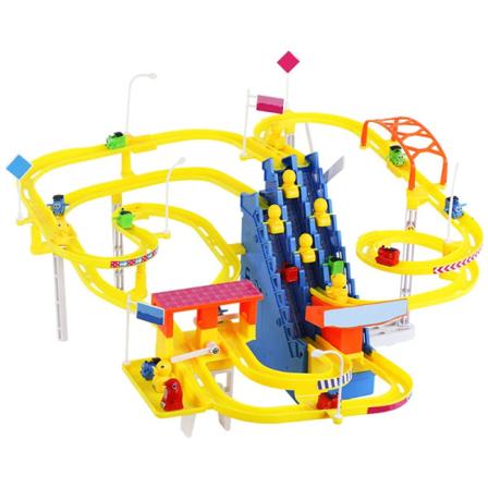 Tre trapper Med flere spor automatisk piggy klatring trapper musikalsk lysende rutschebane elektrisk bane