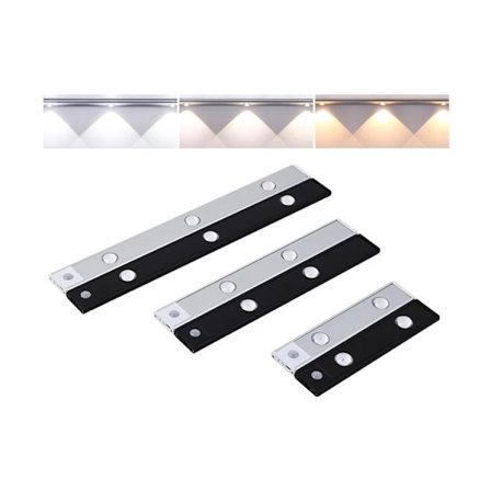 20 cm LED Trådløs Skabslys Bevægelsessensor Lys 3 Farver Sammenflettet Floodlight Batteridrevet Genopladelig Sølv