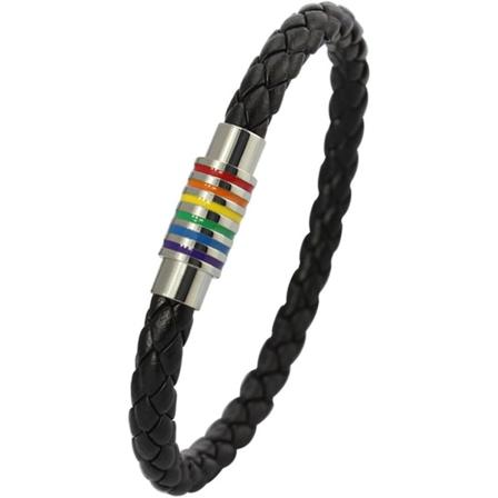 2 stk. Titanium Rustfrit Stål Magnet Regnbue LGBT Stolthed Hånd Flettet Armbånd