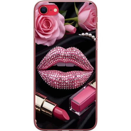 Kompatibelt Mobildeksel til Apple iPhone 8 Rosa lepper diamanter sminke glitter