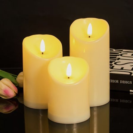 LED-lys, flimrende lys uten flammer, oppladbare lys, ekte vokslys med fjernkontroll, melkehvit