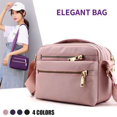 Nylon axelväska med hög kapacitet Handväskor med dragkedja med flera fickor