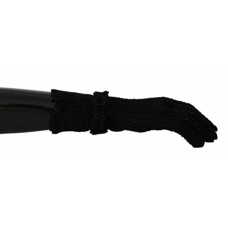 Dolce & Gabbana Knitted Mid Arm Length Gloves Sort, Dame Handsker