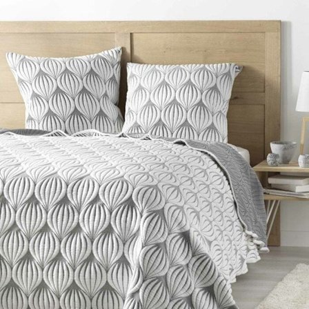 Täcke för dubbelsäng vadderat + 2 fodral 60x60 220 x 240 cm jersey/mikrofiber Faustine