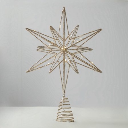 Juletrepynt stjerne i smijern LED-lys glødende juletretopp stjerne champagnefarge