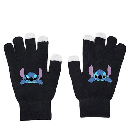 Unisex Lilo & Stitch Full Finger Handsker Varm vinterstrikket handske vanter Gaver