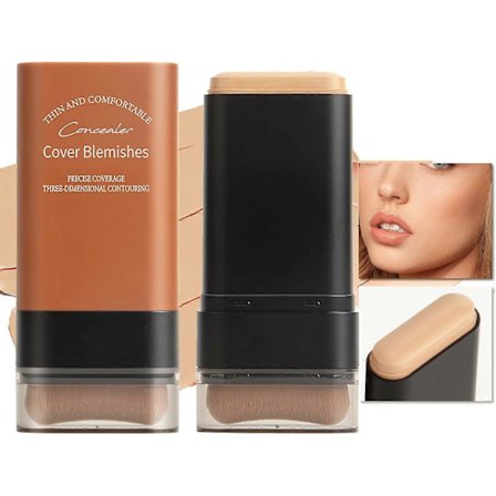 Foundation Stick for Ansikt, Multi-Bruk Foundation Stick med Innebygd Foundation-Børste, Lett Byggbar Medium til Full Dekning