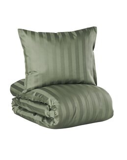 Sengetøj Satin 2-delt med vævede striber Grøn