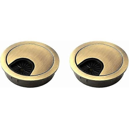 2-delt Noble Kabelgjennomføring 60 mm | Kabelhulldeksel for skrivebord, bord og benkeplater | Materiale: Sinklegering (Bronse)