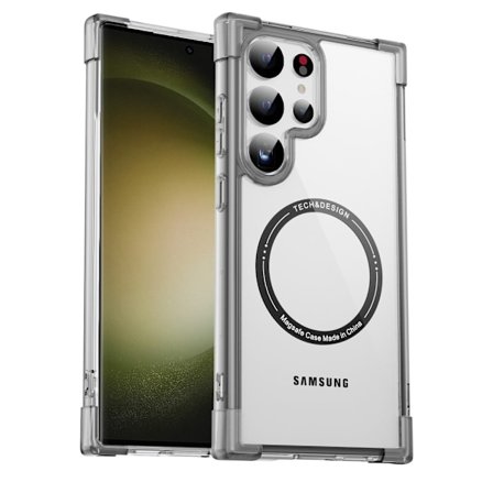 SKALO Samsung S24 Ultra Ekstra stærk magnetisk ring Bumper TPU-cover - Sort