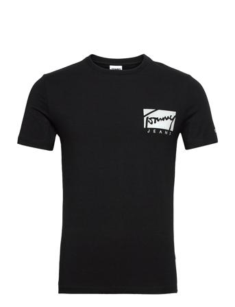 Tjm Script Box Logo Tee T-shirt Sort Tommy Jeans