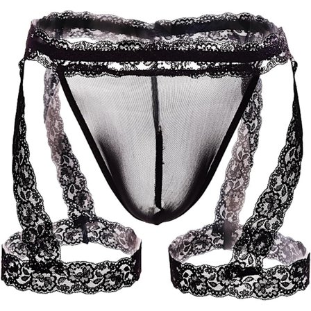 2025 Siste Modell Herretruser Blonde Undertøy Gjennomsiktig Pose Stringtruser med Strømpebånd Truser Undertøy G-streng Sexy Jockstrap Underbukser 