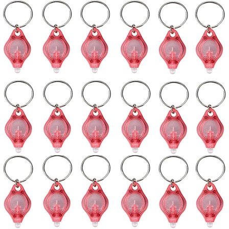 (Pakke med 18) Mini Rød LED Nøglekæde Lommelygte, Rød Lys Nøglekæde Lommelygte, Rød Nøglekæde Lommelygte, Rød Nøglekæde Lys - Rød Lys med Rød Skal