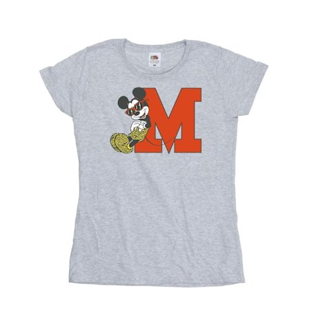 Disney Dam/Kvinnor Mickey Mouse Leopard Byxor Bomull T-Shirt L Sports Grey