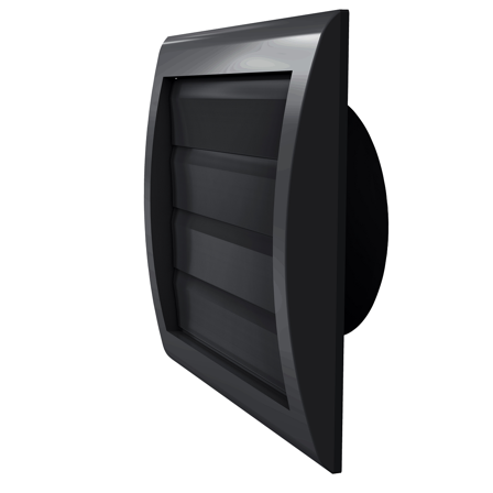 Flexit Lamellventil MW 100 m/rund stuss, sort