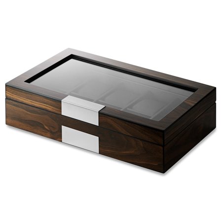 8 Slot Walnut Veneer Watch and Cufflink Display Box for Men - Watch boxes
