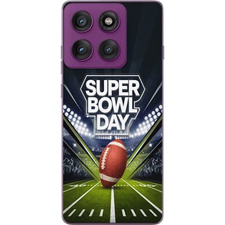 Kompatibelt Mobildeksel til Motorola Edge 60 Pro Super Bowl Day plakat med amerikansk fotball på opplyst arena i dramatisk sportsdesign