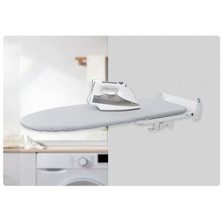 Veggmontert strykebrett i karbonstål med bomullstrekk og oppbevaring
