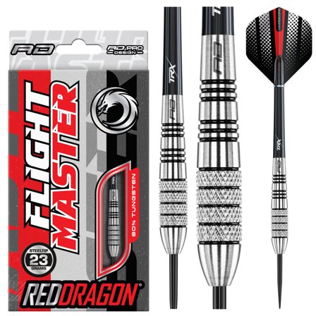 Red Dragon Darts Flightmasters Sidewinder Steel Tip Darts 23g/25g/27g/30g Pro Tungsten Darts -Silver/Black/Red-